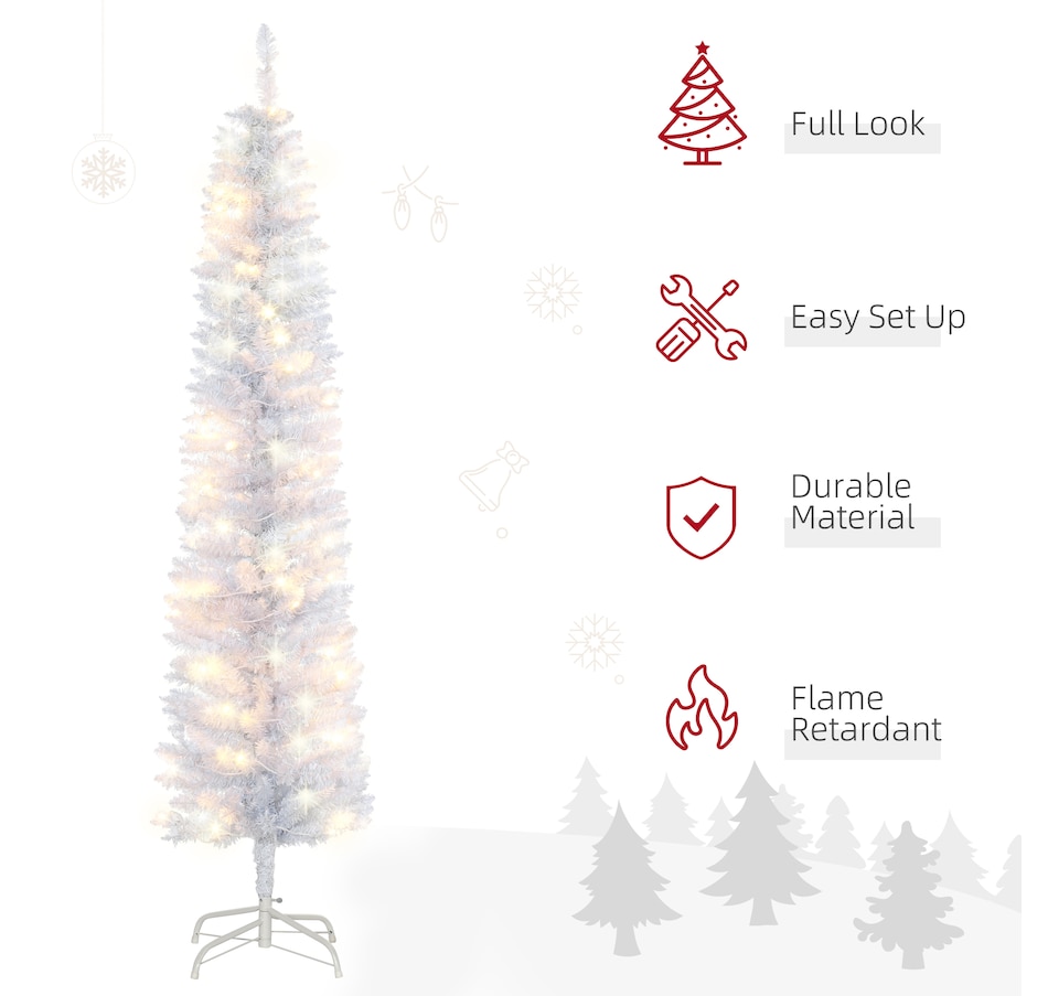 Image 994816_ALTMORE3.jpg, Product 994-816 / Price $76.99, HOMCOM 6 ft Prelit Pencil Artificial Christmas Tree w/ 395 Branches from HOMCOM on TSC.ca's Home & Garden department