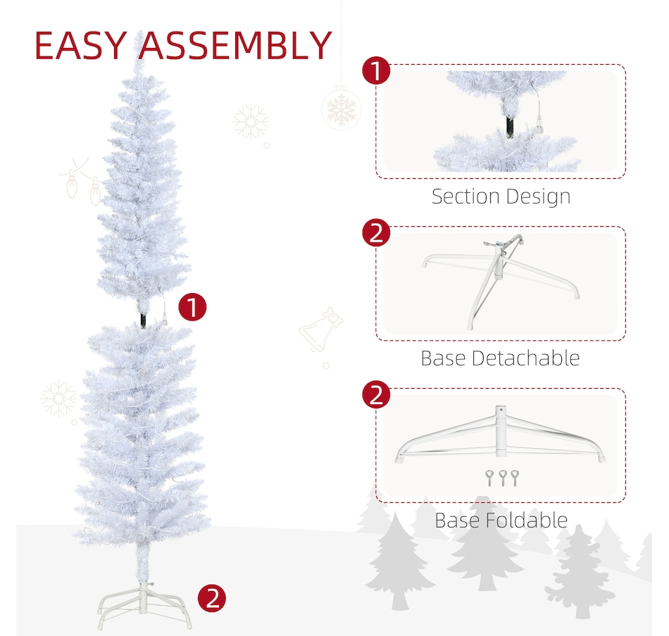 Image 994816_ALTMORE5.jpg, Product 994-816 / Price $76.99, HOMCOM 6 ft Prelit Pencil Artificial Christmas Tree w/ 395 Branches from HOMCOM on TSC.ca's Home & Garden department
