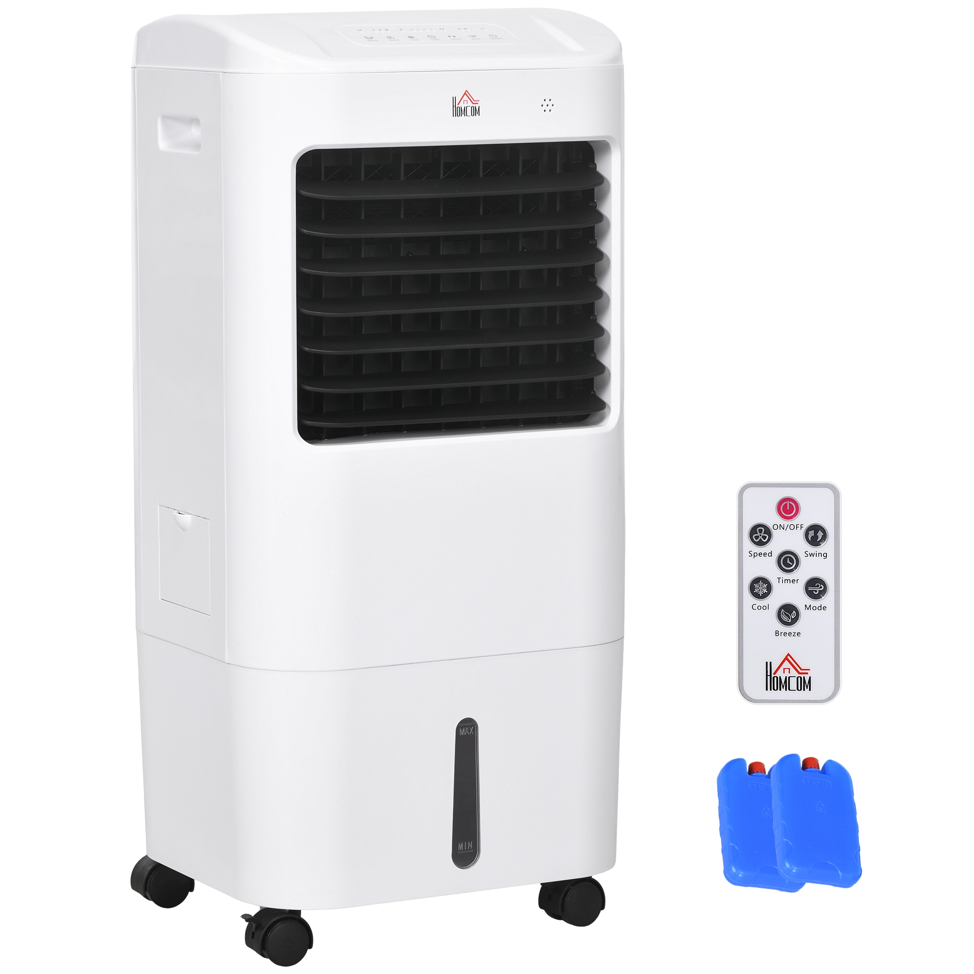 HOMCOM Evaporative Air Cooler, 3-In-1 Ice Cooling Fan with Remote, White | by TSC