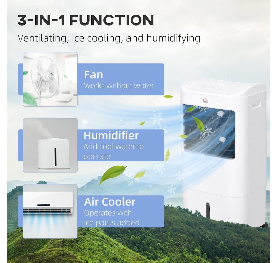 Image 994836_ALTMORE4.jpg, Product 994-836 / Price $144.99, HOMCOM Evaporative Air Cooler, 3-In-1 Ice Cooling Fan with Remote, White from HOMCOM on TSC.ca's Home & Garden department