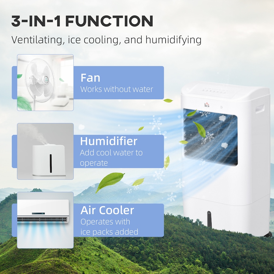 Image 994836_ALTMORE4.jpg, Product 994-836 / Price $129.99, HOMCOM Evaporative Air Cooler, 3-In-1 Ice Cooling Fan with Remote, White from HOMCOM on TSC.ca's Home & Garden department