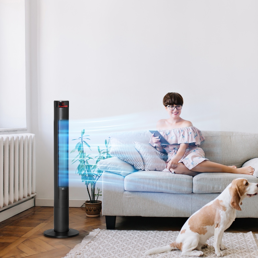 Image 994840_ALTMORE1.jpg, Product 994-840 / Price $94.99, HOMCOM Tower Fan for Bedroom w/ Oscillating, Remote Controller, Black from HOMCOM on TSC.ca's Home & Garden department