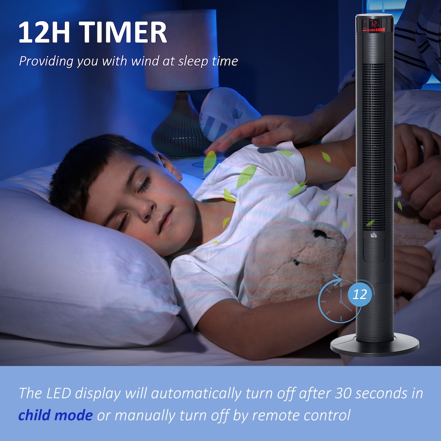 Image 994840_ALTMORE5.jpg, Product 994-840 / Price $94.99, HOMCOM Tower Fan for Bedroom w/ Oscillating, Remote Controller, Black from HOMCOM on TSC.ca's Home & Garden department