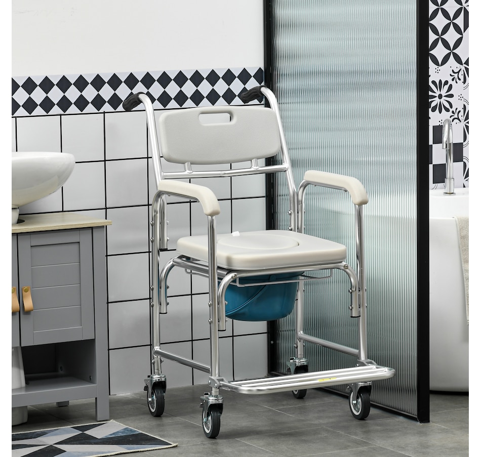 Image 994877_ALTMORE1.jpg, Product 994-877 / Price $169.99, HOMCOM Shower Commode Wheelchair, Padded Seat, 331 lbs., Grey from HOMCOM on TSC.ca's department