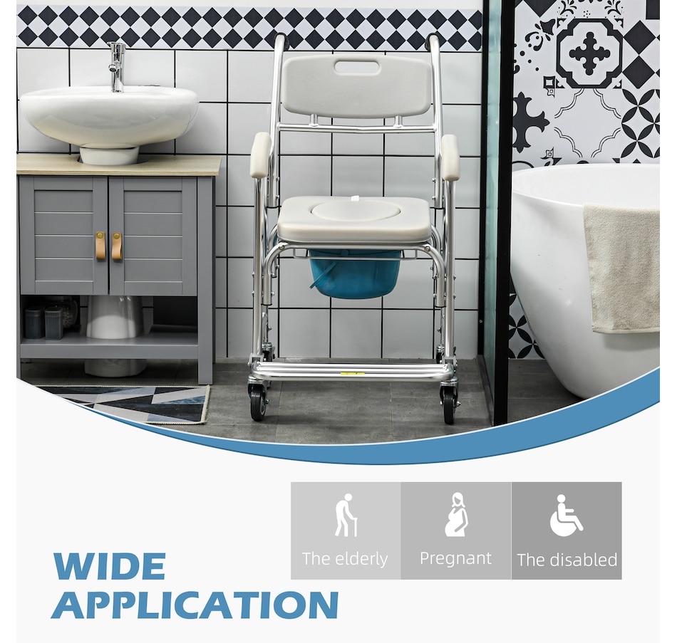 Image 994877_ALTMORE5.jpg, Product 994-877 / Price $169.99, HOMCOM Shower Commode Wheelchair, Padded Seat, 331 lbs., Grey from HOMCOM on TSC.ca's department