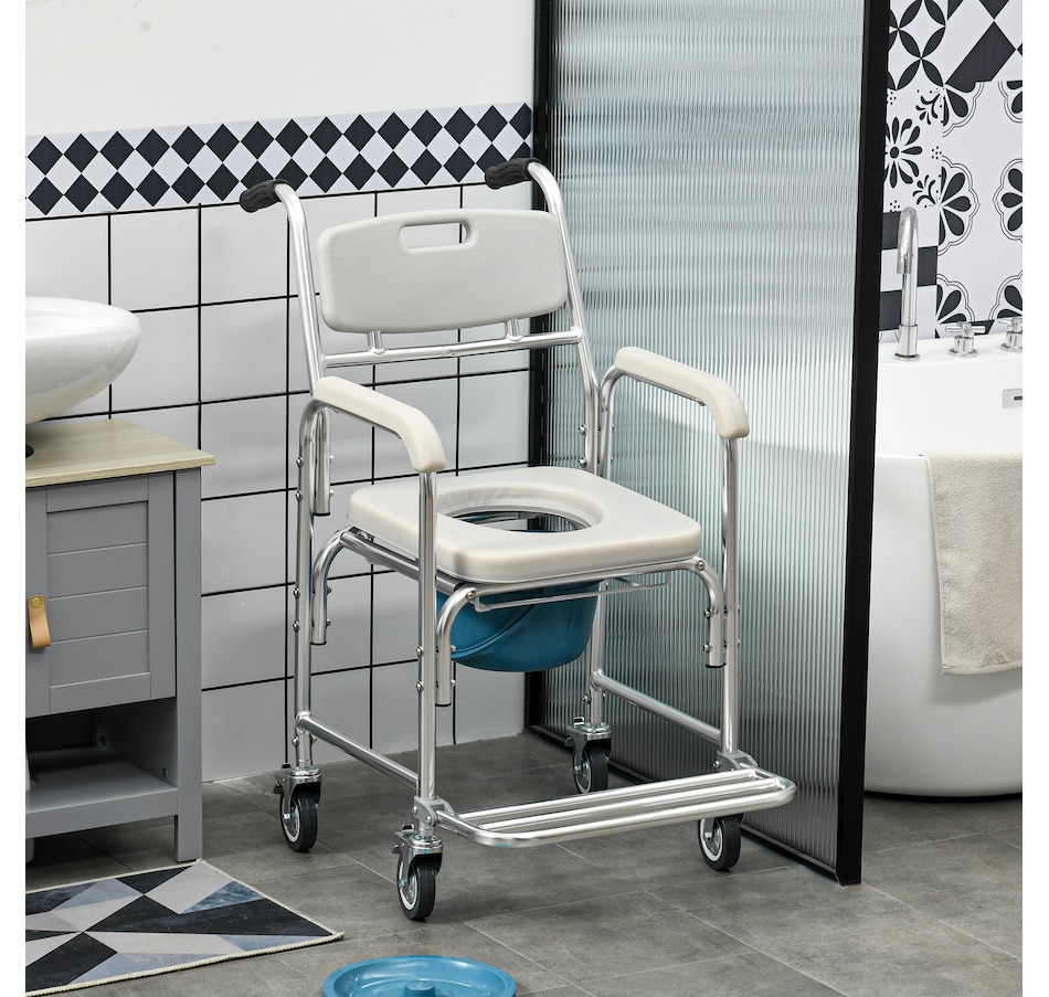 Image 994877_ALTMORE6.jpg, Product 994-877 / Price $169.99, HOMCOM Shower Commode Wheelchair, Padded Seat, 331 lbs., Grey from HOMCOM on TSC.ca's department