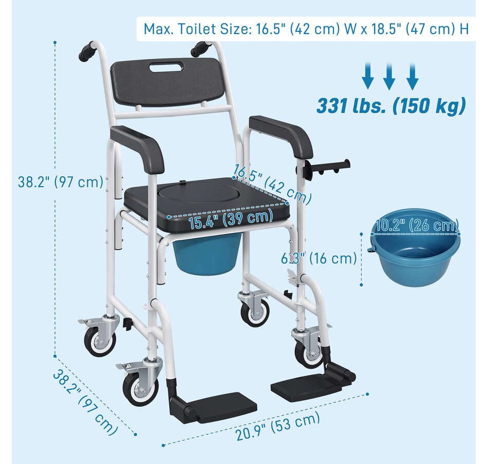 Image 994879_ALTMORE2.jpg, Product 994-879 / Price $164.99, HOMCOM Shower Chair with Wheels, Bedside Commode Wheelchair for Seniors from HOMCOM on TSC.ca's department