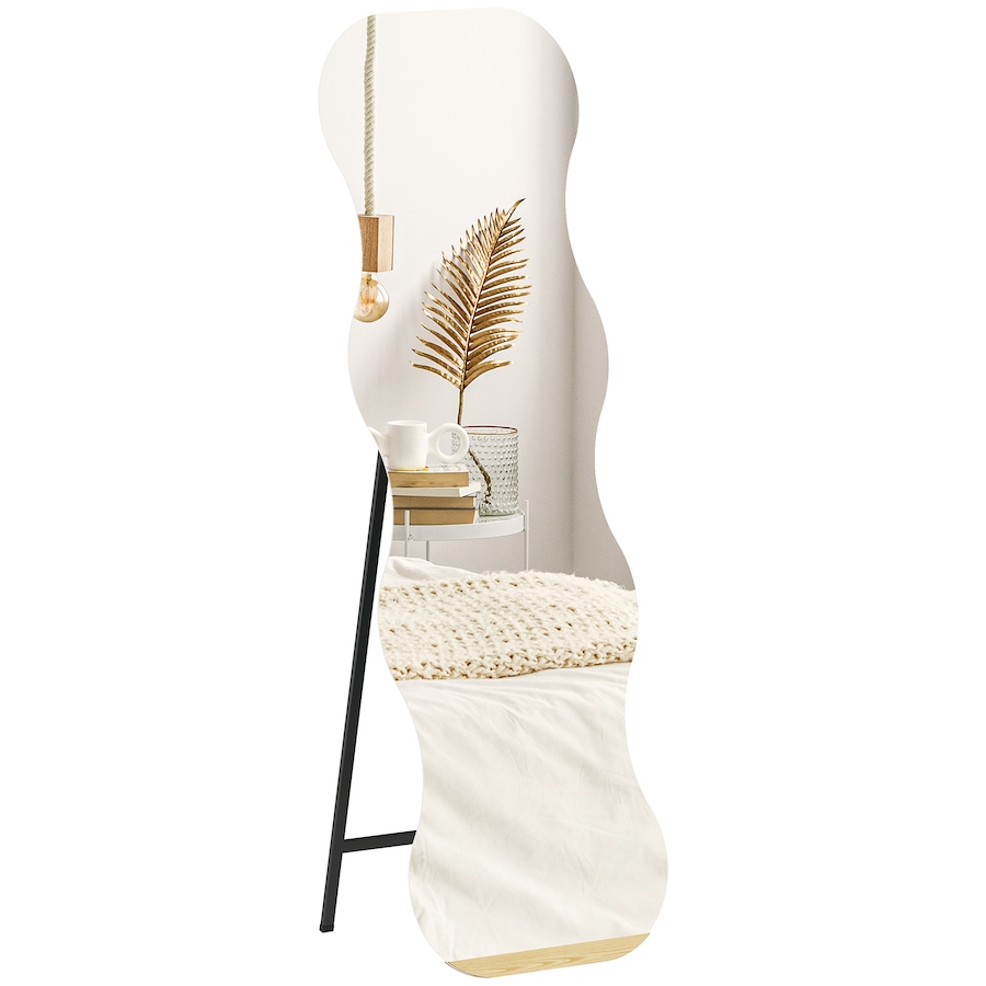 Image 994881.jpg, Product 994-881 / Price $99.99, HOMCOM 64" x 21" Full Length Mirror, Wavy Frameless Full Body Mirror, Black from HOMCOM on TSC.ca's Beauty department