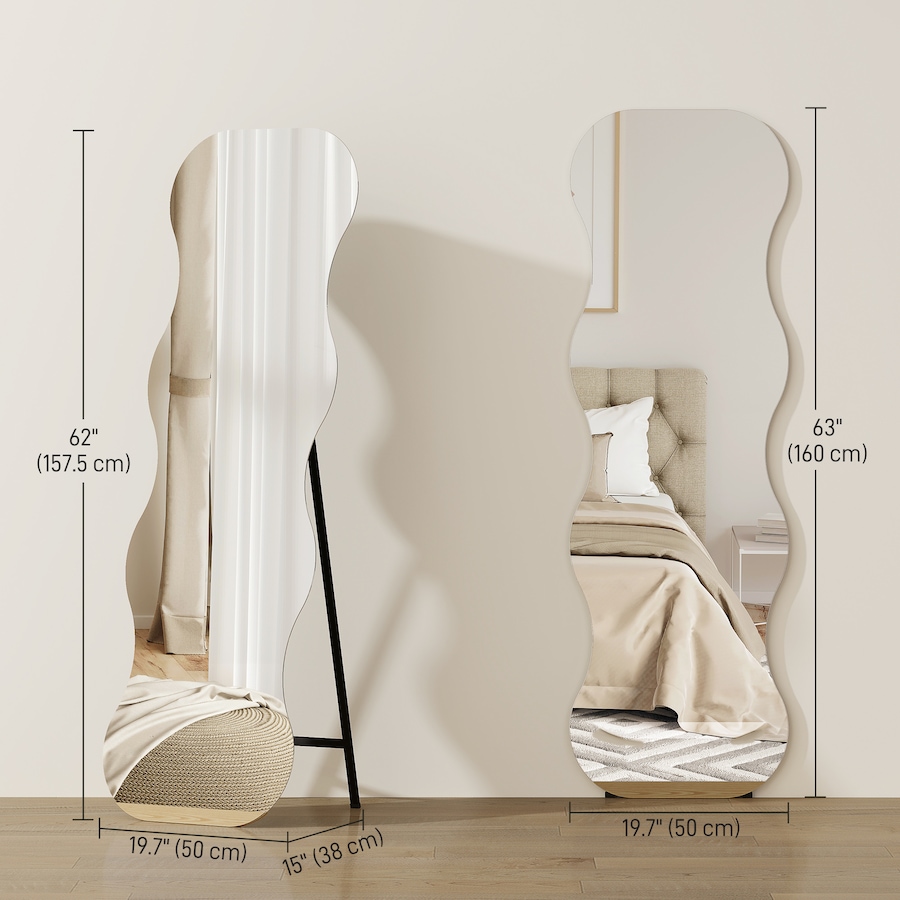 Image 994881_ALTMORE2.jpg, Product 994-881 / Price $99.99, HOMCOM 64" x 21" Full Length Mirror, Wavy Frameless Full Body Mirror, Black from HOMCOM on TSC.ca's Beauty department