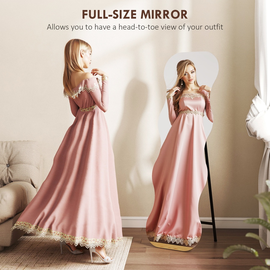 Image 994881_ALTMORE3.jpg, Product 994-881 / Price $99.99, HOMCOM 64" x 21" Full Length Mirror, Wavy Frameless Full Body Mirror, Black from HOMCOM on TSC.ca's Beauty department