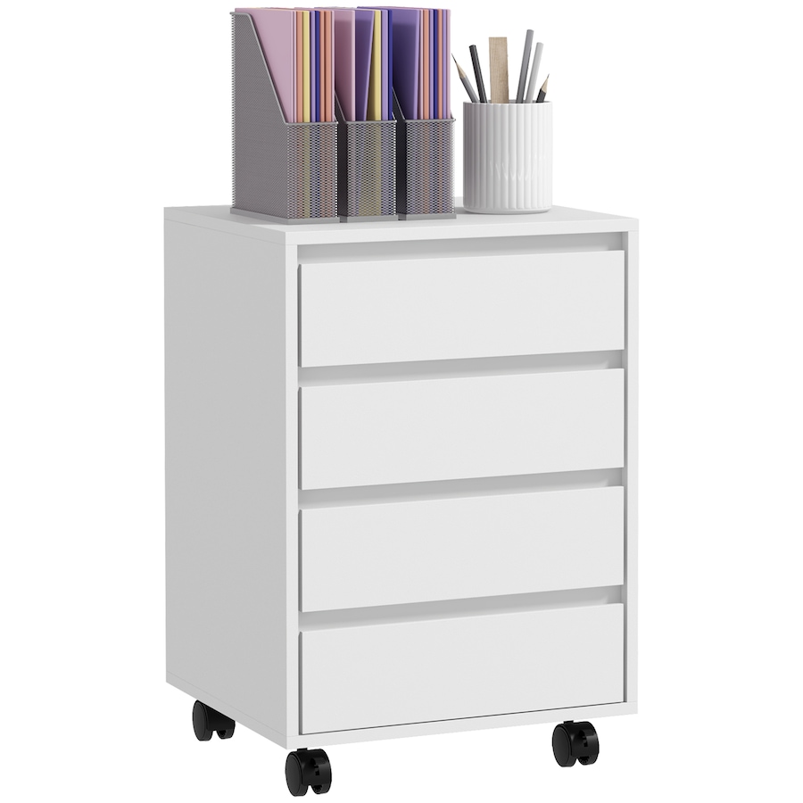 Image 994901.jpg, Product 994-901 / Price $94.99, HOMCOM 4 Drawer File Cabinet, Filing Cabinet with Lockable Wheels, White from HOMCOM on TSC.ca's Home & Garden department