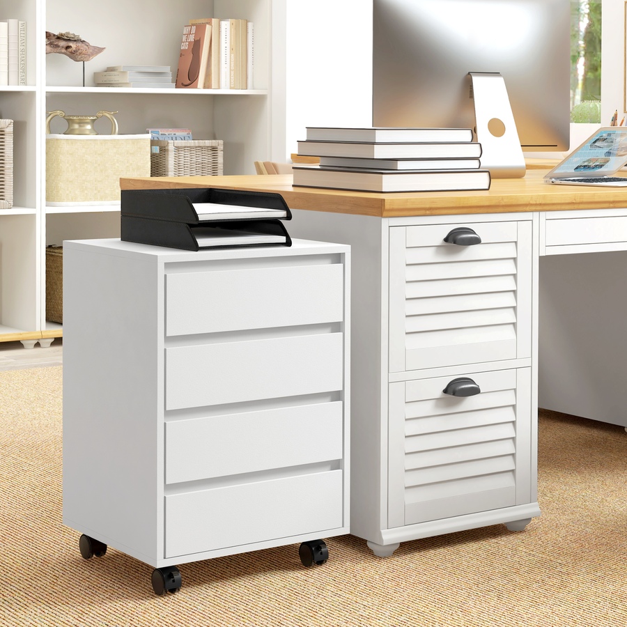 Image 994901_ALTMORE1.jpg, Product 994-901 / Price $94.99, HOMCOM 4 Drawer File Cabinet, Filing Cabinet with Lockable Wheels, White from HOMCOM on TSC.ca's Home & Garden department