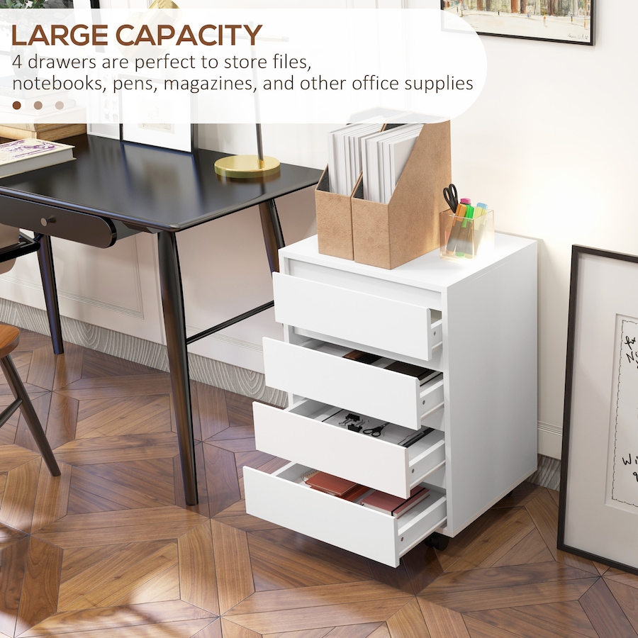 Image 994901_ALTMORE3.jpg, Product 994-901 / Price $94.99, HOMCOM 4 Drawer File Cabinet, Filing Cabinet with Lockable Wheels, White from HOMCOM on TSC.ca's Home & Garden department