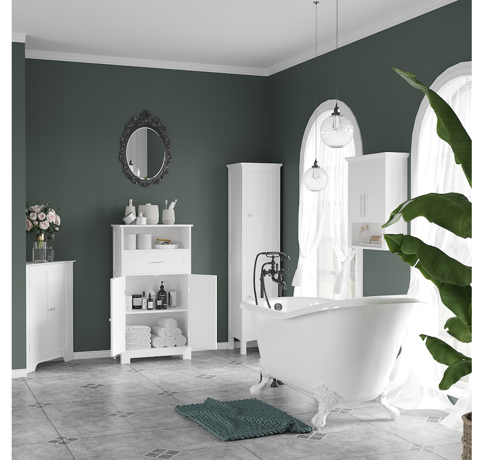 Image 994921_ALTMORE3.jpg, Product 994-921 / Price $109.99, kleankin Corner Bathroom Cabinet, Recessed Doors and Adjustable Shelf from Kleankin on TSC.ca's Home & Garden department