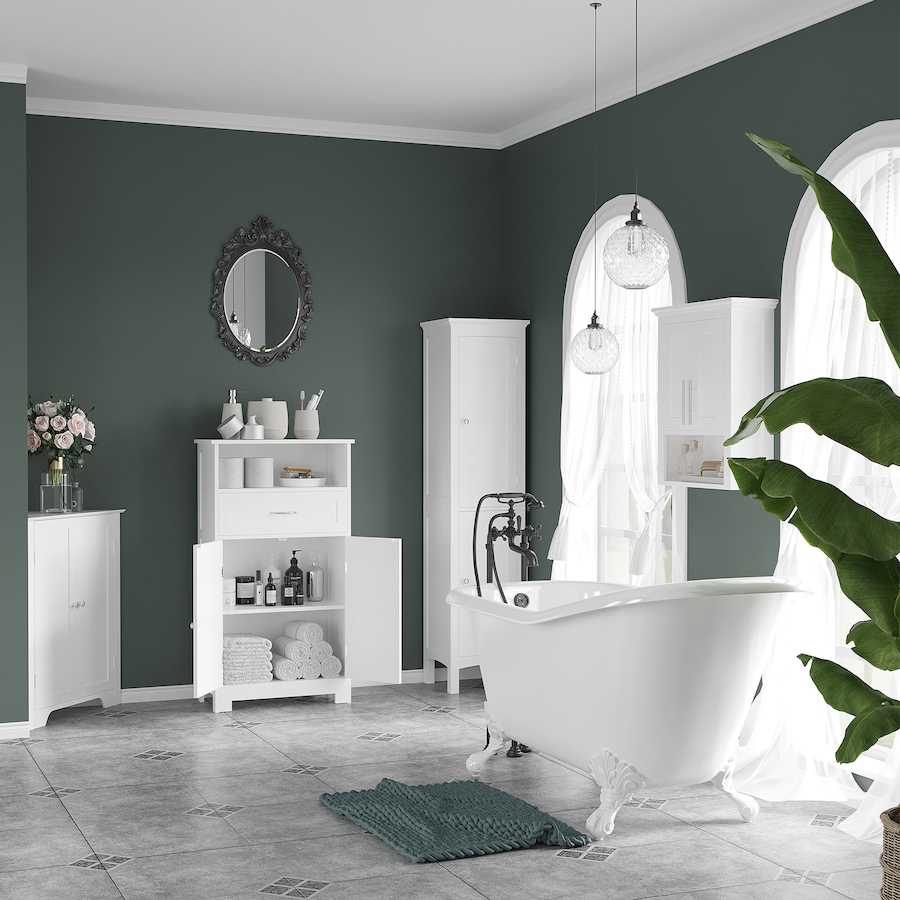Image 994921_ALTMORE3.jpg, Product 994-921 / Price $109.99, kleankin Corner Bathroom Cabinet, Recessed Doors and Adjustable Shelf from Kleankin on TSC.ca's Home & Garden department