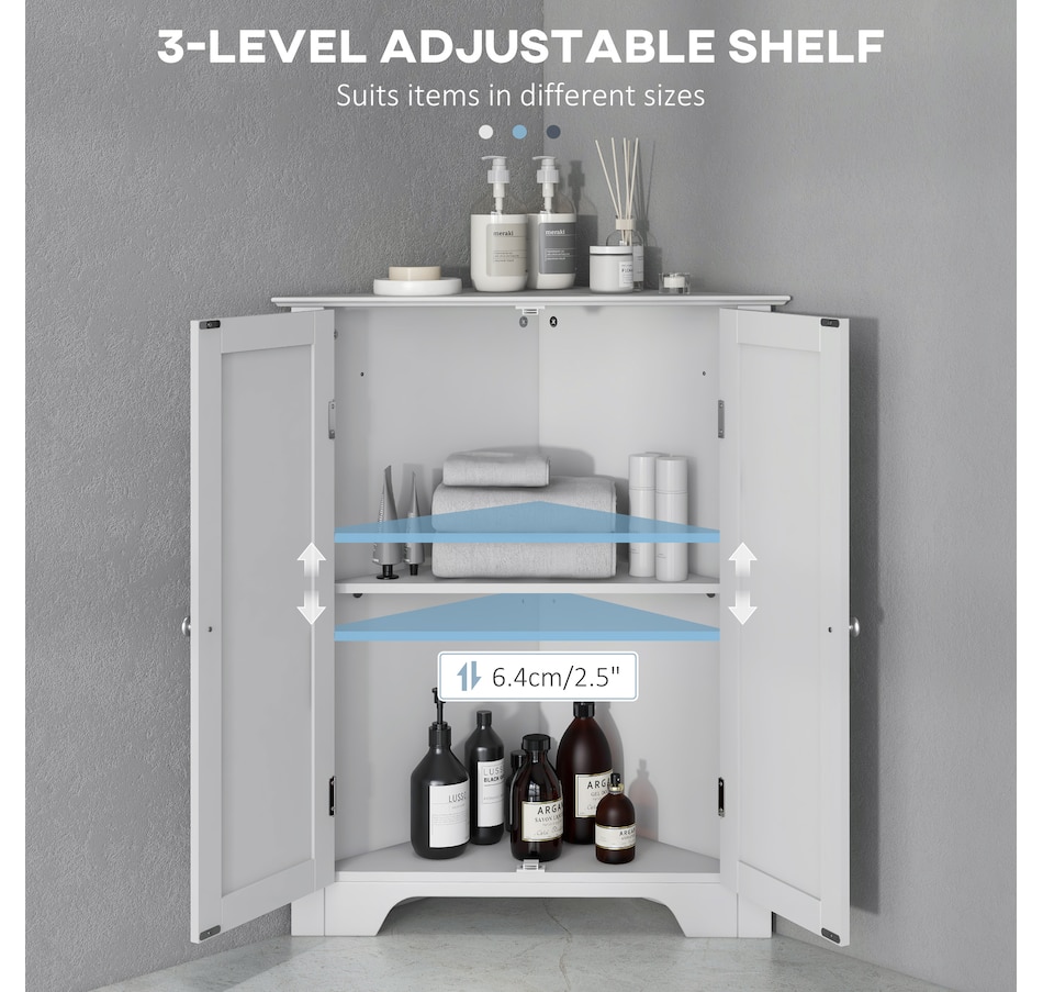 Image 994921_ALTMORE5.jpg, Product 994-921 / Price $109.99, kleankin Corner Bathroom Cabinet, Recessed Doors and Adjustable Shelf from Kleankin on TSC.ca's Home & Garden department