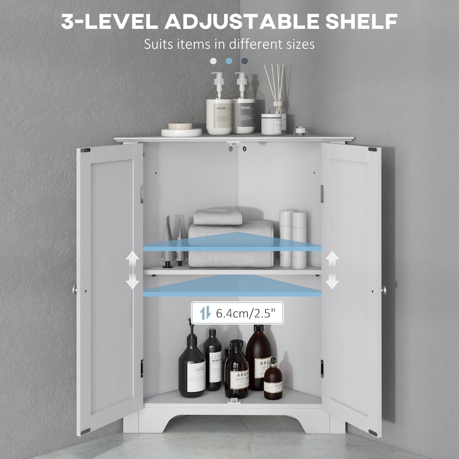 Image 994921_ALTMORE5.jpg, Product 994-921 / Price $109.99, kleankin Corner Bathroom Cabinet, Recessed Doors and Adjustable Shelf from Kleankin on TSC.ca's Home & Garden department