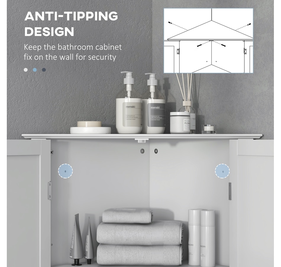 Image 994921_ALTMORE6.jpg, Product 994-921 / Price $109.99, kleankin Corner Bathroom Cabinet, Recessed Doors and Adjustable Shelf from Kleankin on TSC.ca's Home & Garden department