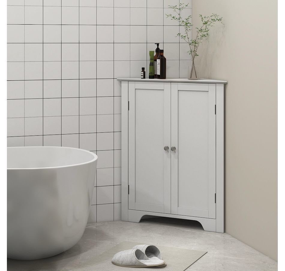 Image 994921_ALTMORE9.jpg, Product 994-921 / Price $109.99, kleankin Corner Bathroom Cabinet, Recessed Doors and Adjustable Shelf from Kleankin on TSC.ca's Home & Garden department