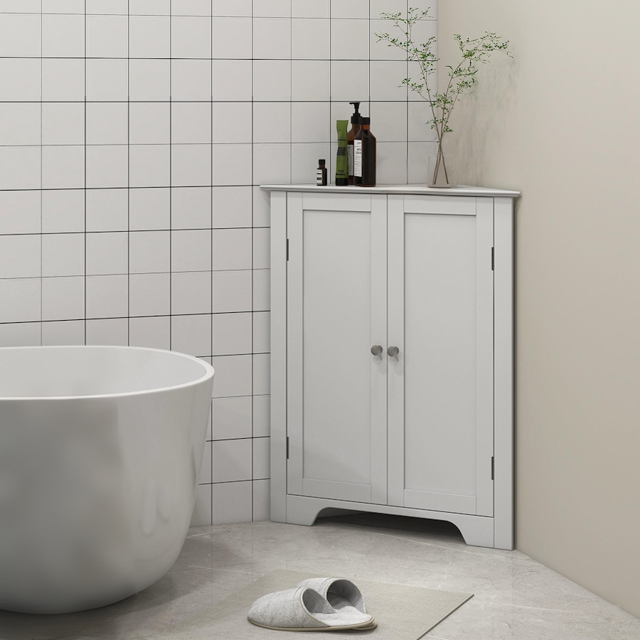 Image 994921_ALTMORE9.jpg, Product 994-921 / Price $109.99, kleankin Corner Bathroom Cabinet, Recessed Doors and Adjustable Shelf from Kleankin on TSC.ca's Home & Garden department