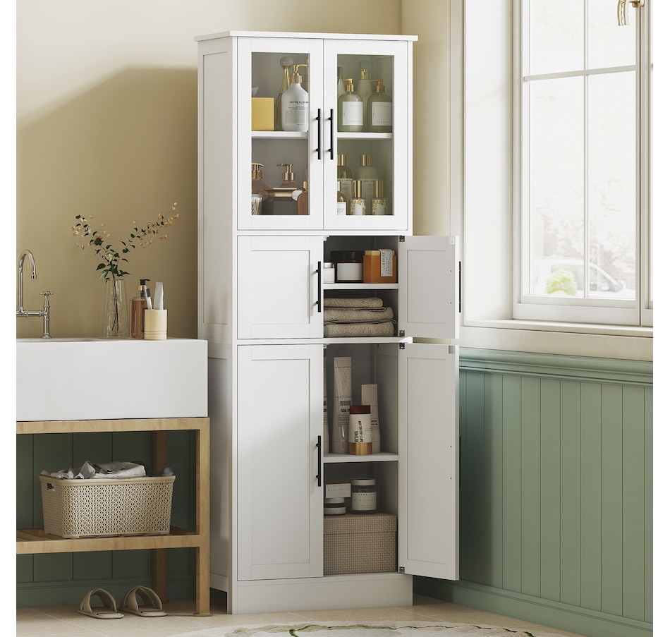 Image 994922_ALTMORE1.jpg, Product 994-922 / Price $199.99, HOMCOM 67" Tall Bathroom Storage Cabinet, 6-Door Bathroom Cabinet, White from HOMCOM on TSC.ca's Home & Garden department
