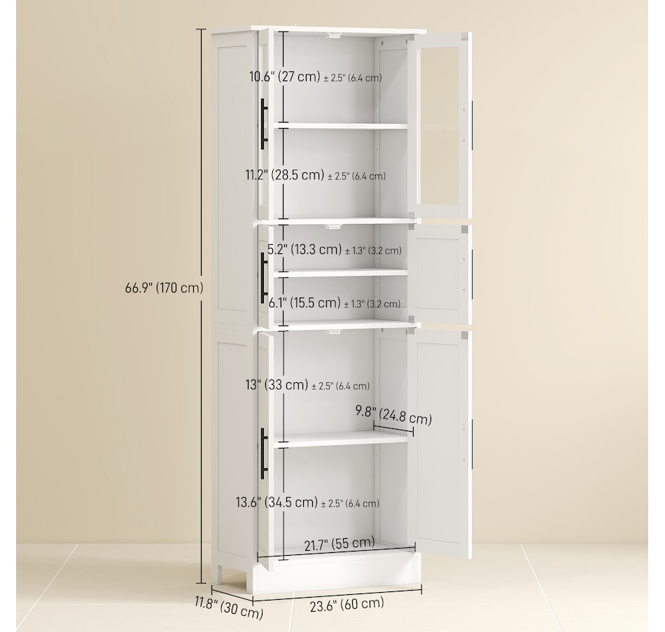 Image 994922_ALTMORE2.jpg, Product 994-922 / Price $199.99, HOMCOM 67" Tall Bathroom Storage Cabinet, 6-Door Bathroom Cabinet, White from HOMCOM on TSC.ca's Home & Garden department