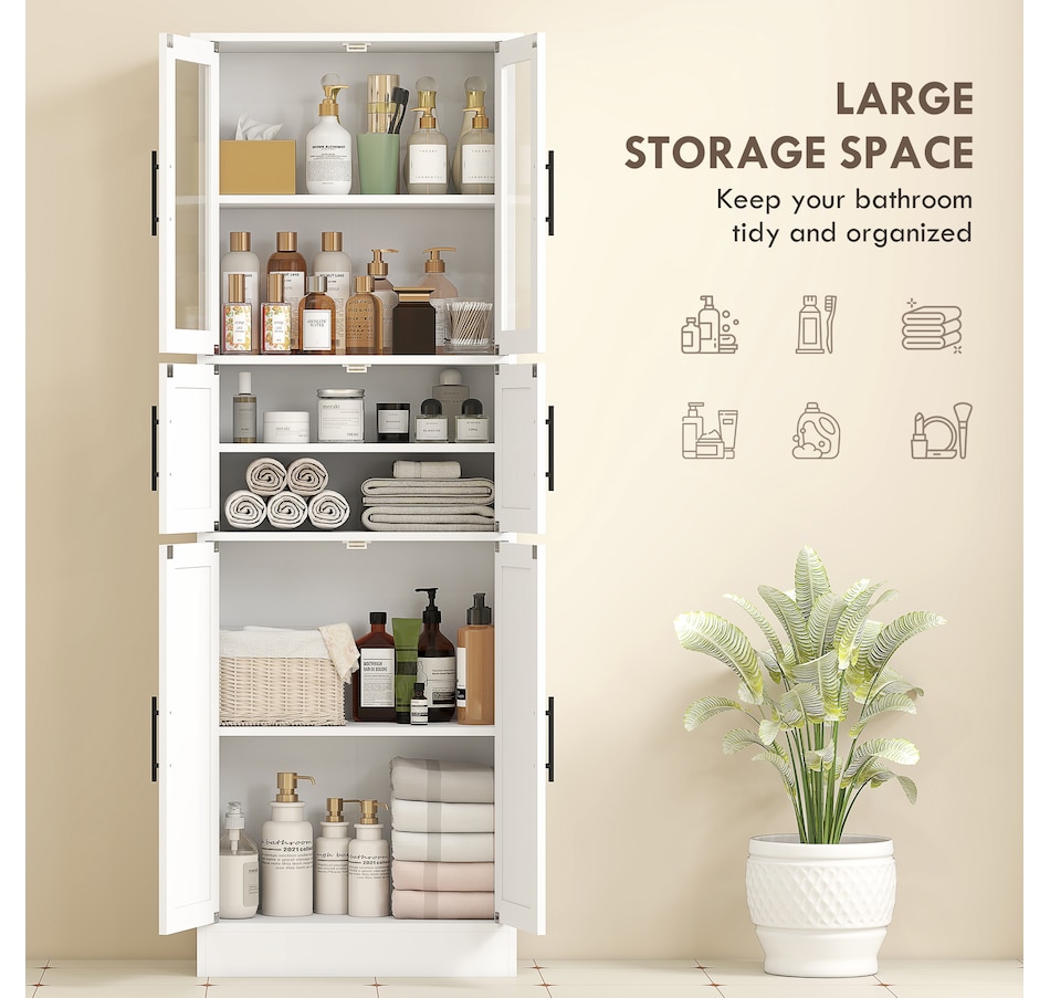 Image 994922_ALTMORE4.jpg, Product 994-922 / Price $199.99, HOMCOM 67" Tall Bathroom Storage Cabinet, 6-Door Bathroom Cabinet, White from HOMCOM on TSC.ca's Home & Garden department