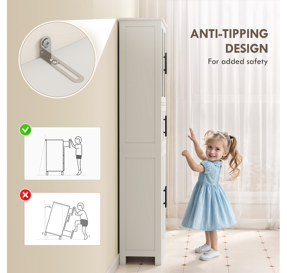 Image 994922_ALTMORE6.jpg, Product 994-922 / Price $199.99, HOMCOM 67" Tall Bathroom Storage Cabinet, 6-Door Bathroom Cabinet, White from HOMCOM on TSC.ca's Home & Garden department