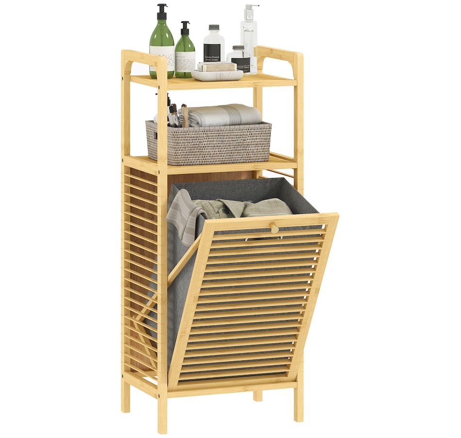 Image 994924.jpg, Product 994-924 / Price $79.99, HOMCOM Bamboo Laundry Cabinet, Hamper Cabinet with Removable Basket Natural from HOMCOM on TSC.ca's Home & Garden department
