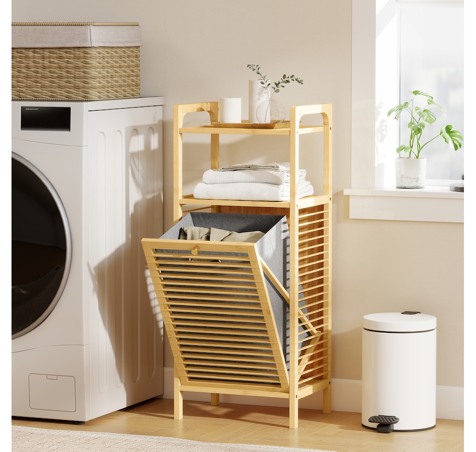 Image 994924_ALTMORE1.jpg, Product 994-924 / Price $79.99, HOMCOM Bamboo Laundry Cabinet, Hamper Cabinet with Removable Basket Natural from HOMCOM on TSC.ca's Home & Garden department