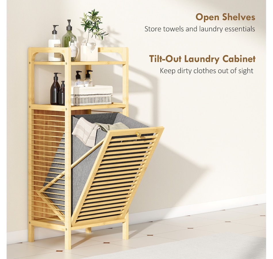 Image 994924_ALTMORE3.jpg, Product 994-924 / Price $79.99, HOMCOM Bamboo Laundry Cabinet, Hamper Cabinet with Removable Basket Natural from HOMCOM on TSC.ca's Home & Garden department