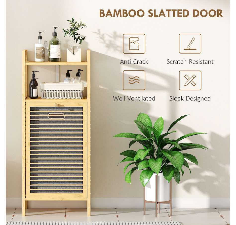 Image 994924_ALTMORE5.jpg, Product 994-924 / Price $79.99, HOMCOM Bamboo Laundry Cabinet, Hamper Cabinet with Removable Basket Natural from HOMCOM on TSC.ca's Home & Garden department