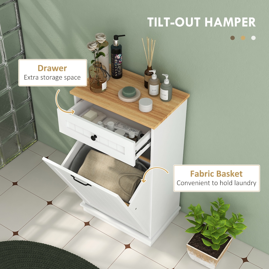 Image 994935_ALTMORE3.jpg, Product 994-935 / Price $139.99, HOMCOM Modern Laundry Cabinet with Removable Basket and Drawer, White from HOMCOM on TSC.ca's Home & Garden department