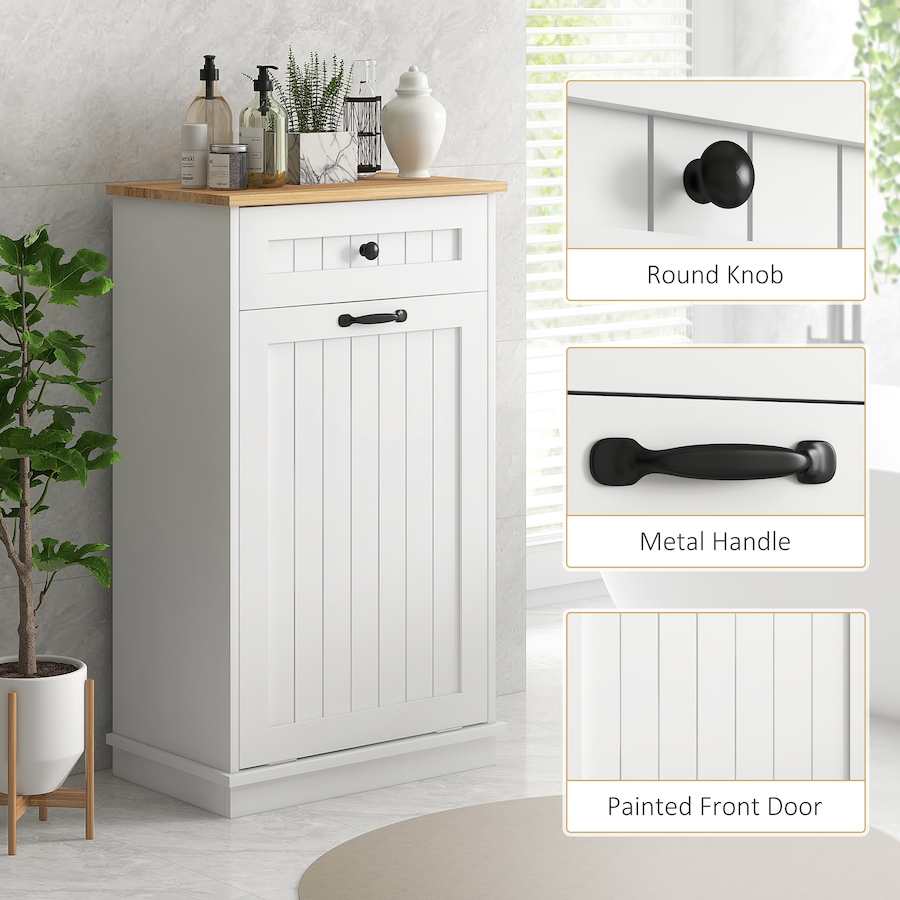 Image 994935_ALTMORE4.jpg, Product 994-935 / Price $139.99, HOMCOM Modern Laundry Cabinet with Removable Basket and Drawer, White from HOMCOM on TSC.ca's Home & Garden department