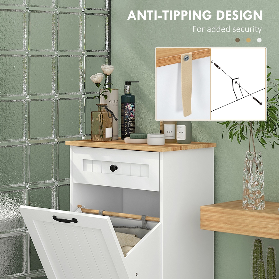 Image 994935_ALTMORE5.jpg, Product 994-935 / Price $139.99, HOMCOM Modern Laundry Cabinet with Removable Basket and Drawer, White from HOMCOM on TSC.ca's Home & Garden department