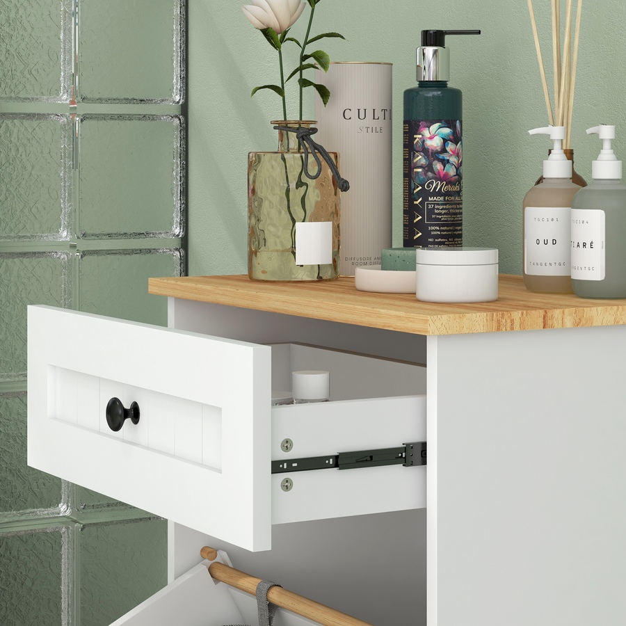 Image 994935_ALTMORE7.jpg, Product 994-935 / Price $139.99, HOMCOM Modern Laundry Cabinet with Removable Basket and Drawer, White from HOMCOM on TSC.ca's Home & Garden department