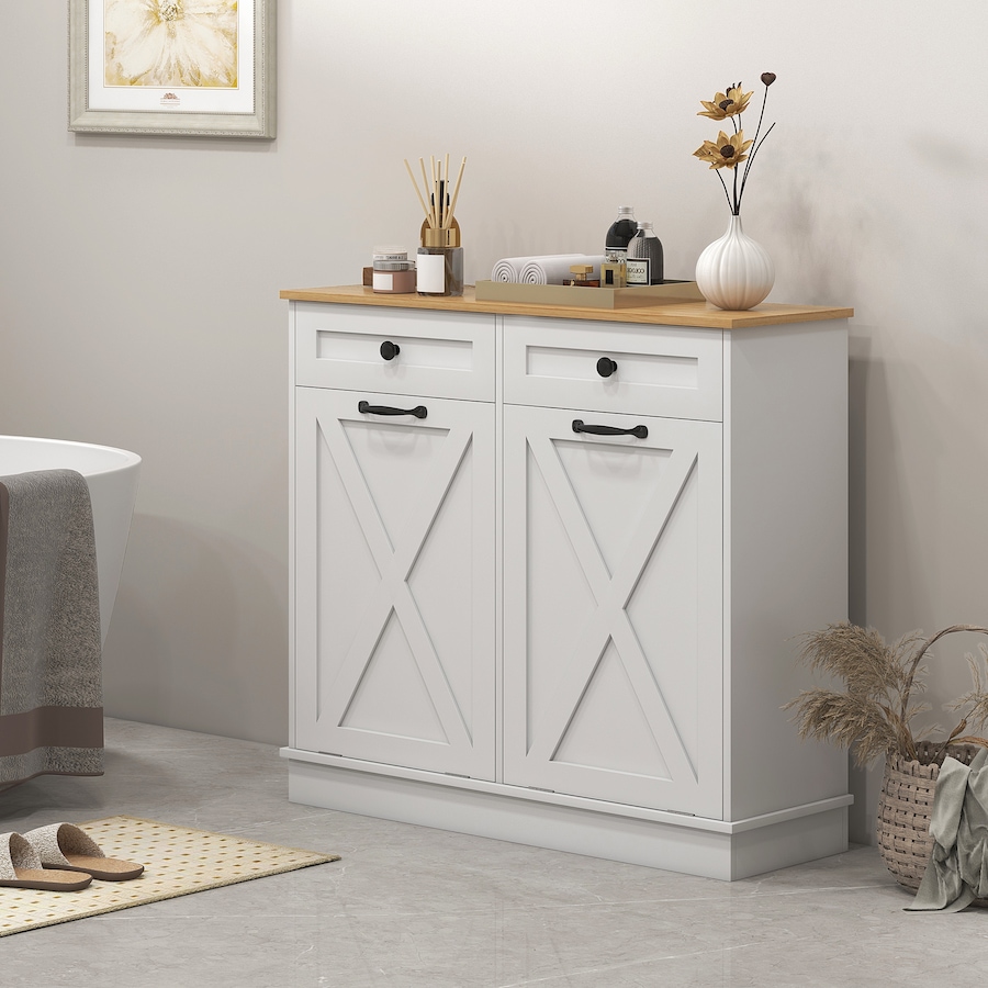 Image 994939_ALTMORE10.jpg, Product 994-939 / Price $212.17, HOMCOM Tilt Out Laundry Hamper Cabinet with 2 Baskets and 2 Drawers, Black from HOMCOM on TSC.ca's Home & Garden department