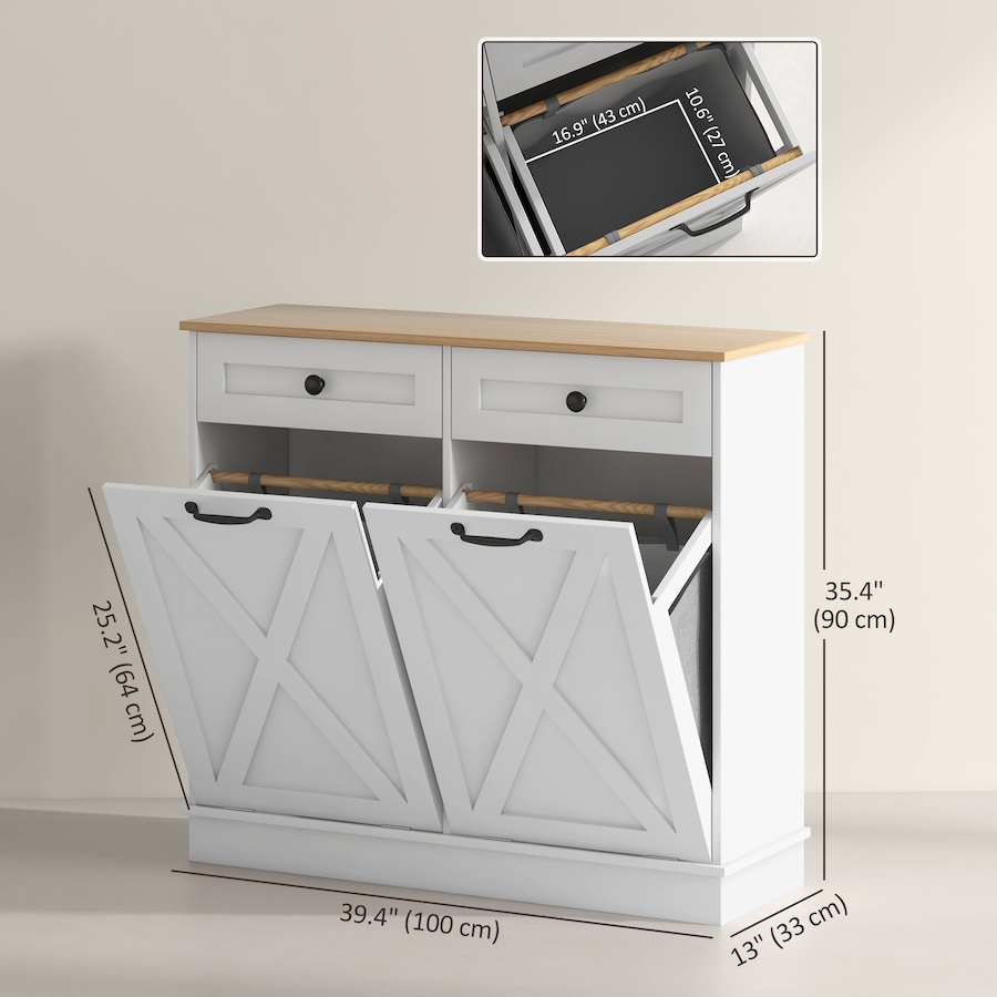 Image 994939_ALTMORE14.jpg, Product 994-939 / Price $212.17, HOMCOM Tilt Out Laundry Hamper Cabinet with 2 Baskets and 2 Drawers, Black from HOMCOM on TSC.ca's Home & Garden department