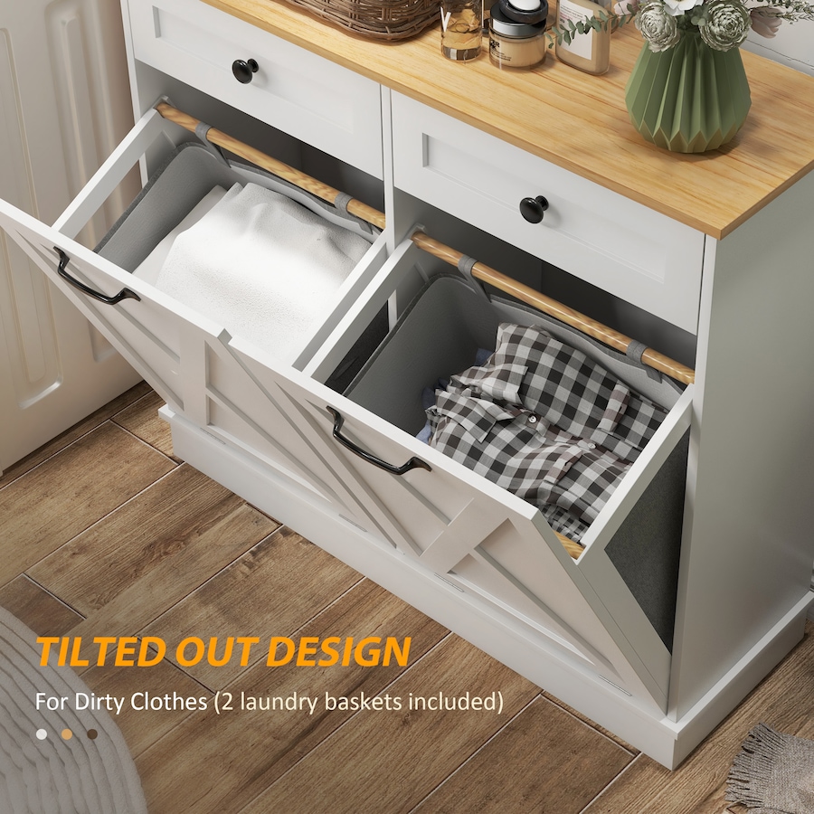 Image 994939_ALTMORE15.jpg, Product 994-939 / Price $212.17, HOMCOM Tilt Out Laundry Hamper Cabinet with 2 Baskets and 2 Drawers, Black from HOMCOM on TSC.ca's Home & Garden department