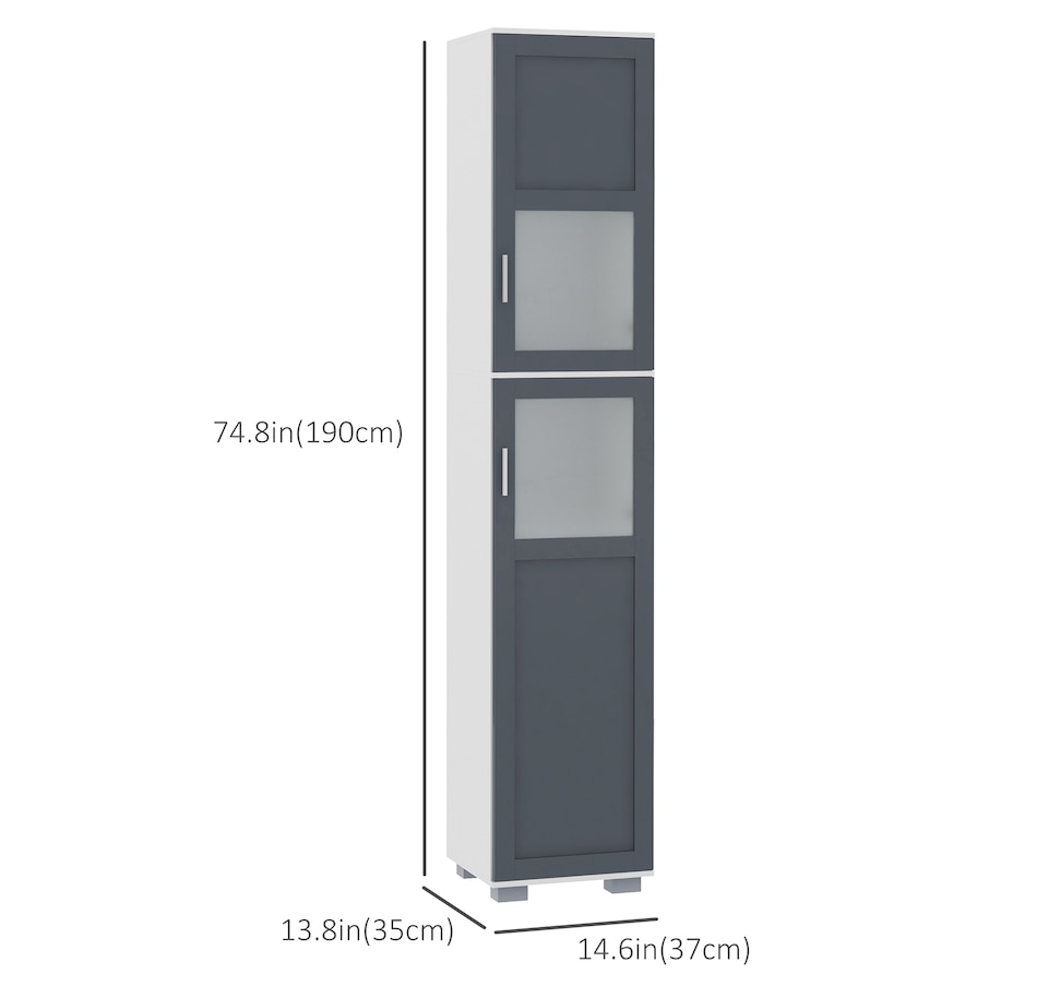 Image 994942_ALTMORE2.jpg, Product 994-942 / Price $154.99, kleankin 75" Tall Bathroom Cabinet with 2 Cupboards, Matte Glass Doors from Kleankin on TSC.ca's Home & Garden department