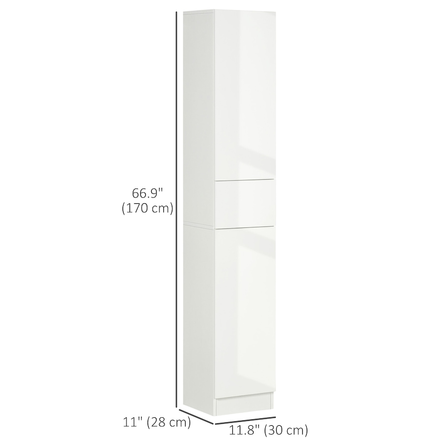 Image 994964_ALTMORE2.jpg, Product 994-964 / Price $159.64, kleankin Tall Bathroom Storage Cabinet with Doors Drawer High Gloss White from Kleankin on TSC.ca's Home & Garden department