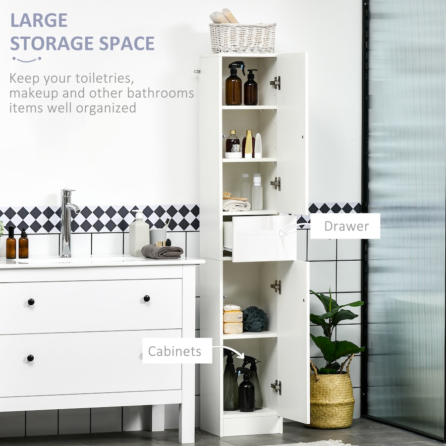 Image 994964_ALTMORE3.jpg, Product 994-964 / Price $159.64, kleankin Tall Bathroom Storage Cabinet with Doors Drawer High Gloss White from Kleankin on TSC.ca's Home & Garden department