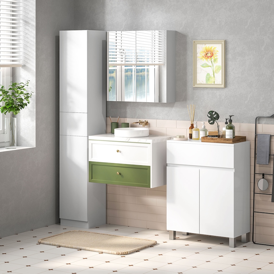 Image 994964_ALTMORE8.jpg, Product 994-964 / Price $159.64, kleankin Tall Bathroom Storage Cabinet with Doors Drawer High Gloss White from Kleankin on TSC.ca's Home & Garden department