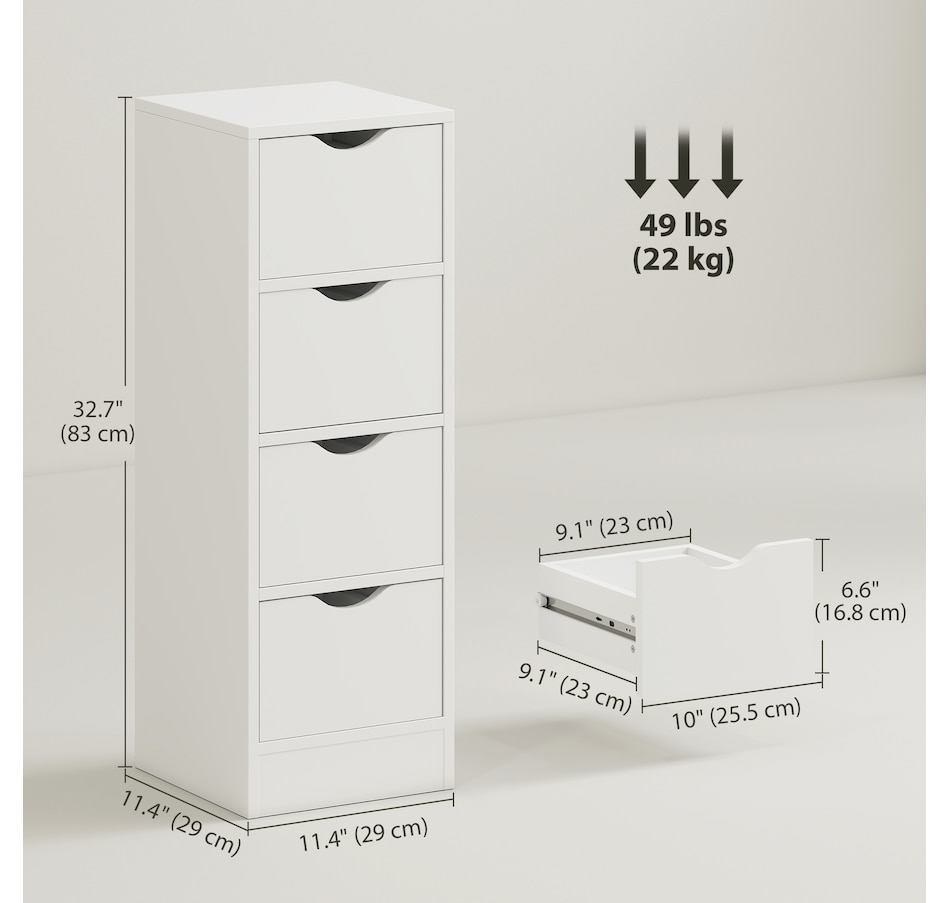 Image 994978_ALTMORE2.jpg, Product 994-978 / Price $99.99, HOMCOM 4-Drawer Bathroom Cabinet, Narrow Storage Cabinet, White from HOMCOM on TSC.ca's Home & Garden department