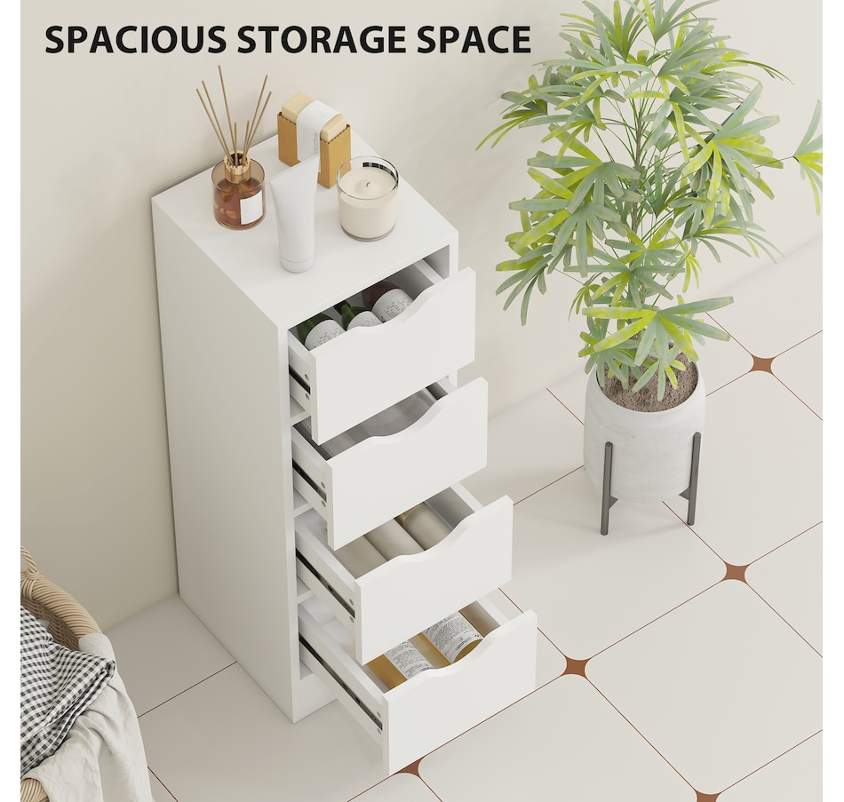 Image 994978_ALTMORE3.jpg, Product 994-978 / Price $99.99, HOMCOM 4-Drawer Bathroom Cabinet, Narrow Storage Cabinet, White from HOMCOM on TSC.ca's Home & Garden department