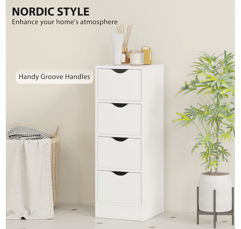 Image 994978_ALTMORE5.jpg, Product 994-978 / Price $99.99, HOMCOM 4-Drawer Bathroom Cabinet, Narrow Storage Cabinet, White from HOMCOM on TSC.ca's Home & Garden department