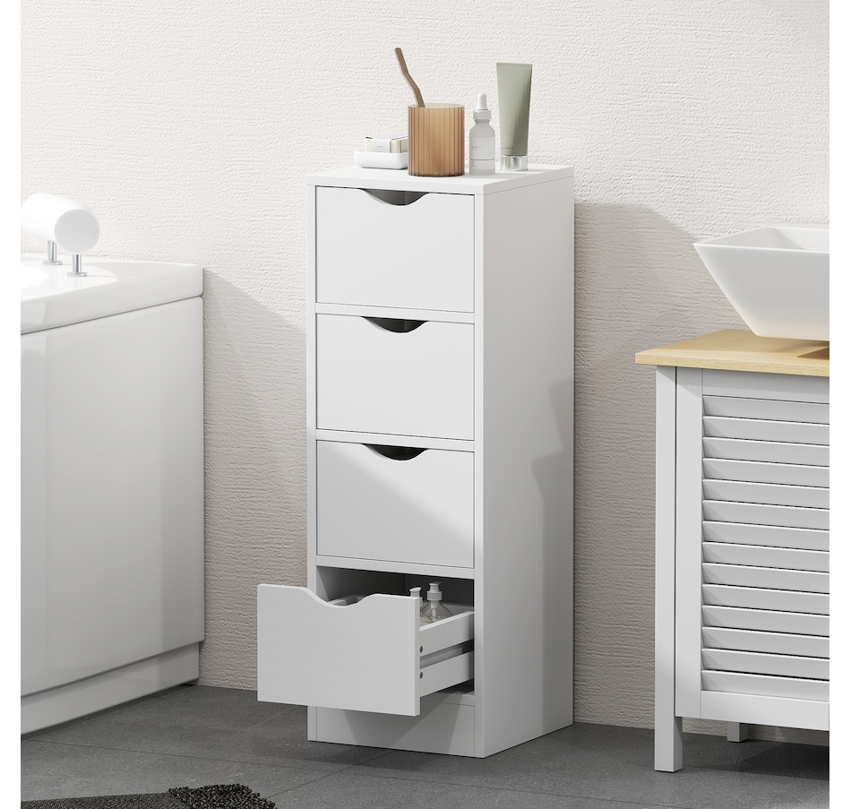 Image 994978_ALTMORE7.jpg, Product 994-978 / Price $99.99, HOMCOM 4-Drawer Bathroom Cabinet, Narrow Storage Cabinet, White from HOMCOM on TSC.ca's Home & Garden department