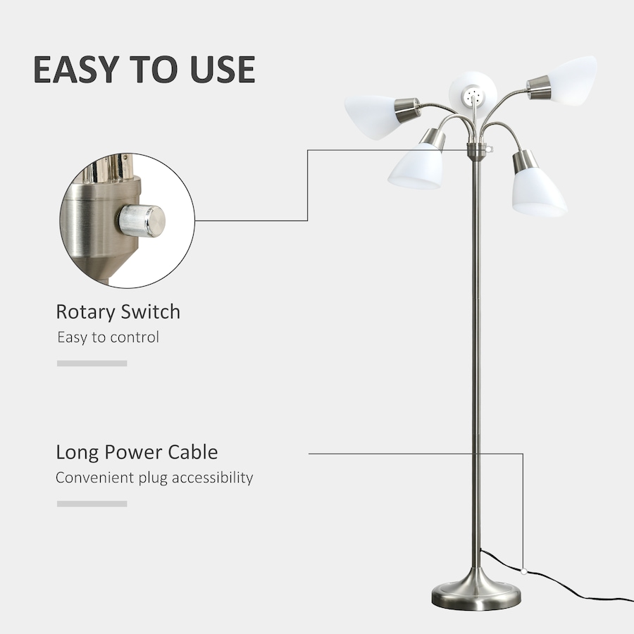 Image 994980_ALTMORE5.jpg, Product 994-980 / Price $89.99, HOMCOM Arc Tree Floor Lamp 5 Adjustable Lights Standing Reading Light from HOMCOM on TSC.ca's Home & Garden department
