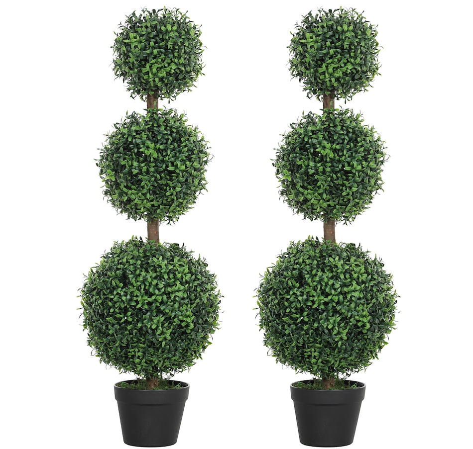 Image 994989.jpg, Product 994-989 / Price $114.99, HOMCOM 2 Pack Artificial Boxwood Topiary Ball Trees, Fake Plants in Pot from HOMCOM on TSC.ca's Home & Garden department