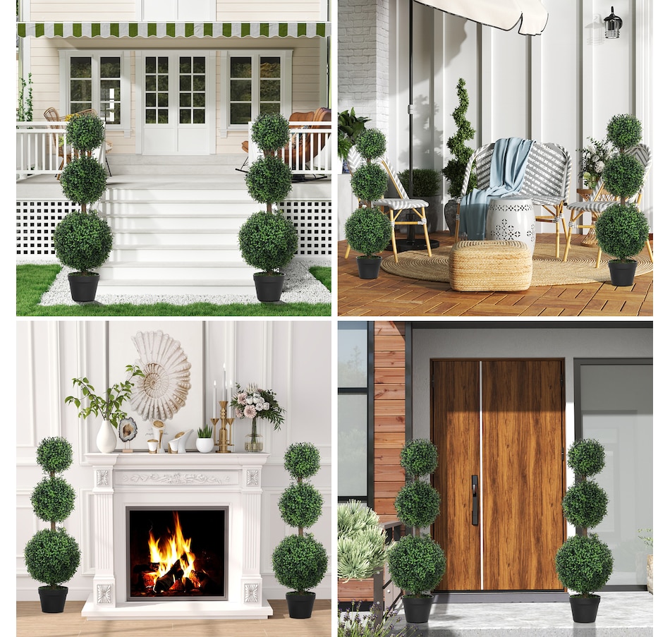 Image 994989_ALTMORE1.jpg, Product 994-989 / Price $114.99, HOMCOM 2 Pack Artificial Boxwood Topiary Ball Trees, Fake Plants in Pot from HOMCOM on TSC.ca's Home & Garden department